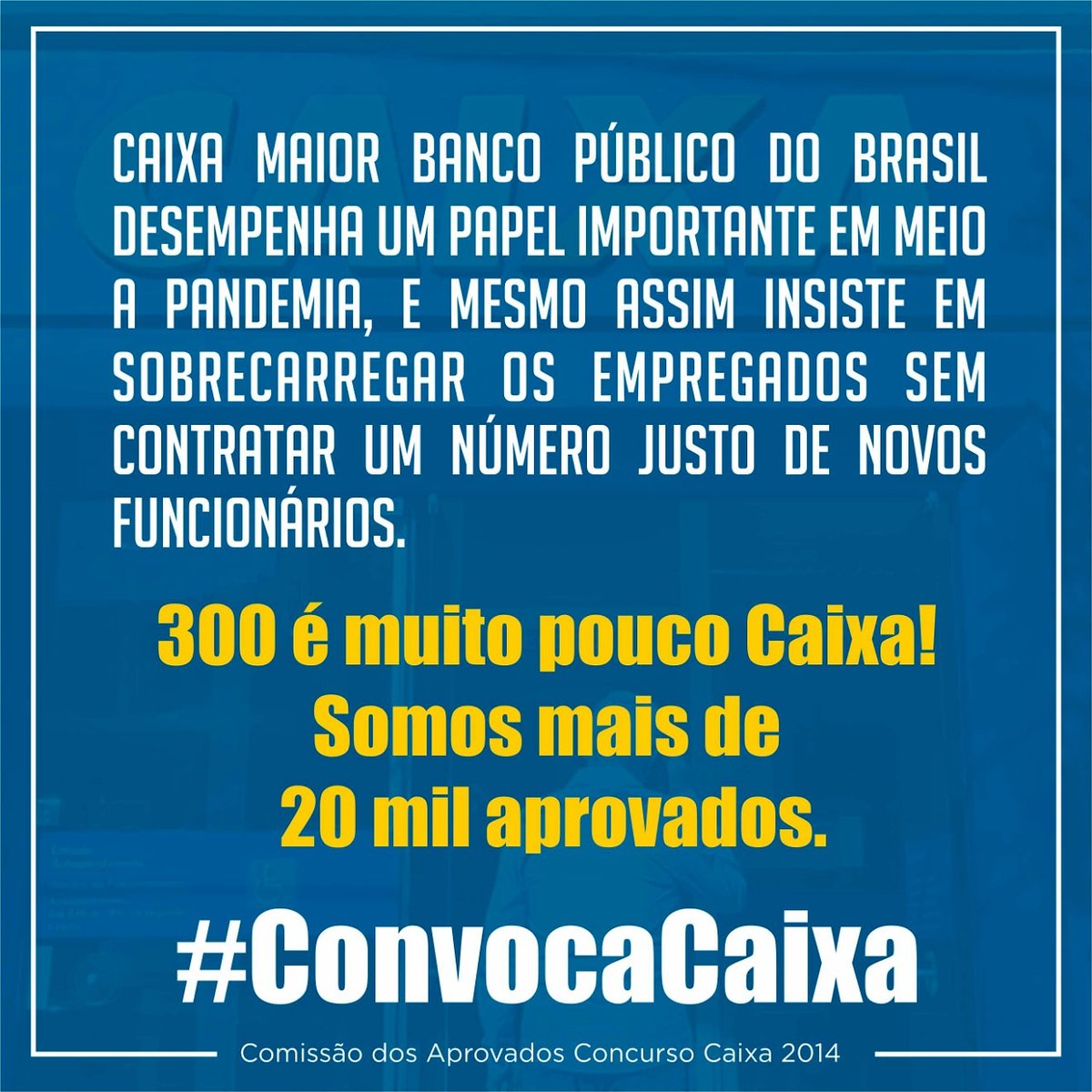 AprovadosPetro's tweet photo. ➕empregados já!

#ConvocaCaixa #fgts #auxilioemergencial #MexeucomACaixaMexeuComoBrasil @Caixa @jairbolsonaro @MinEconomia @MinCidadania @davialcolumbre @RodrigoMaia @UOLNoticias @CNNBrasil @BelaMegale @SenadoFederal @SenadorKajuru @venezianovital @Sen_Alessandro @Contraf_CUT https://t.co/Z1U5GWvIEk