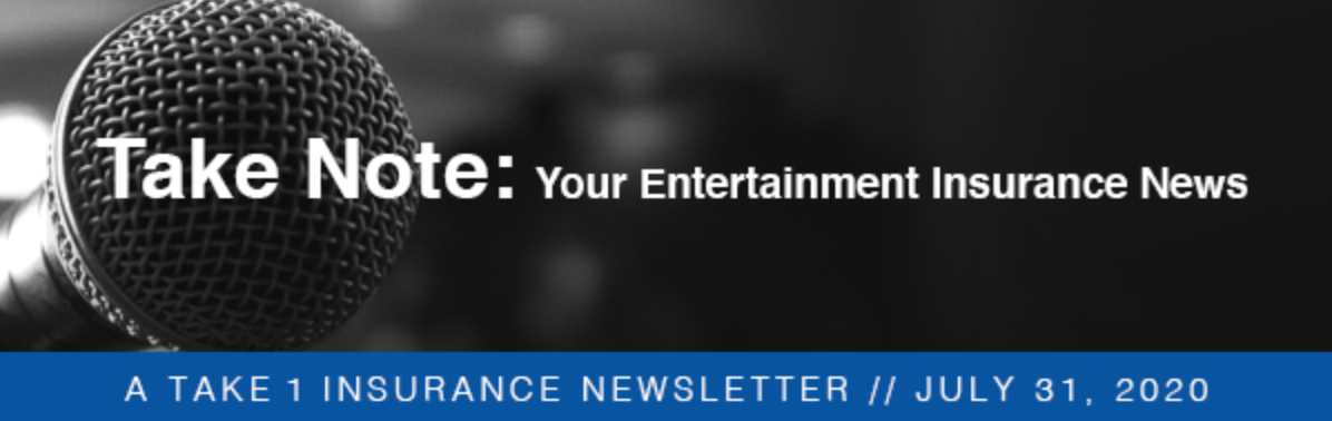 Take1Insurance's tweet photo. The July edition of our #TakeNote newsletter is hot off the presses!

Click here to read about the latest developments in the entertainment/live events insurance industry.

https://t.co/QBVxSDh25r https://t.co/ExCYbBC76q