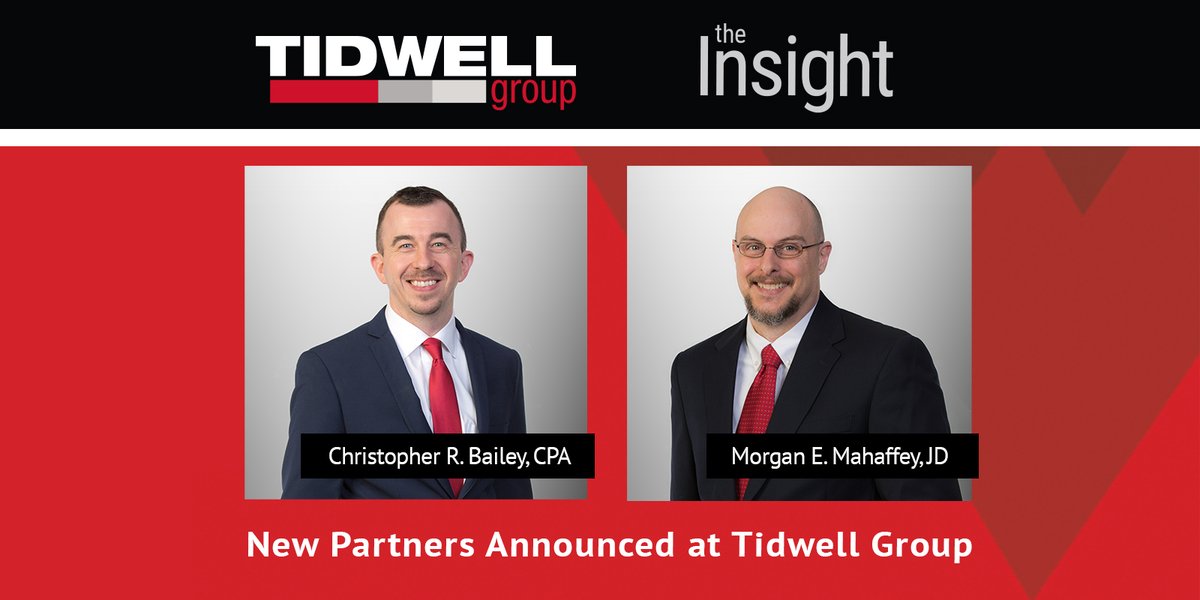 TidwellGroupLLC's tweet photo. #TidwellGroup is excited to announce the promotion of our newest Partners: Christopher R. Bailey, CPA, and Morgan E. Mahaffey, JD! Please join us in congratulating them on reaching this career milestone! #LIHTC #AffordableHousing  https://t.co/diH9qY5g7Z https://t.co/tGNejivbzo