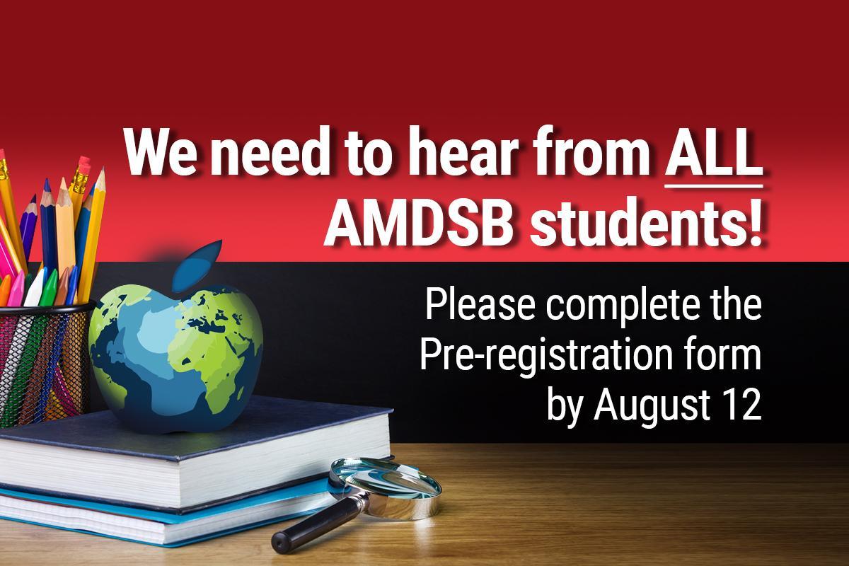 yourschools's tweet photo. Back to School Update (August 4, 2020) - We continue to develop plans for September. Today we are releasing details about a pre-registration form for ALL students in AMDSB. Details on this page.  https://t.co/ee1kgsY0Uh https://t.co/1BqW5khvaJ