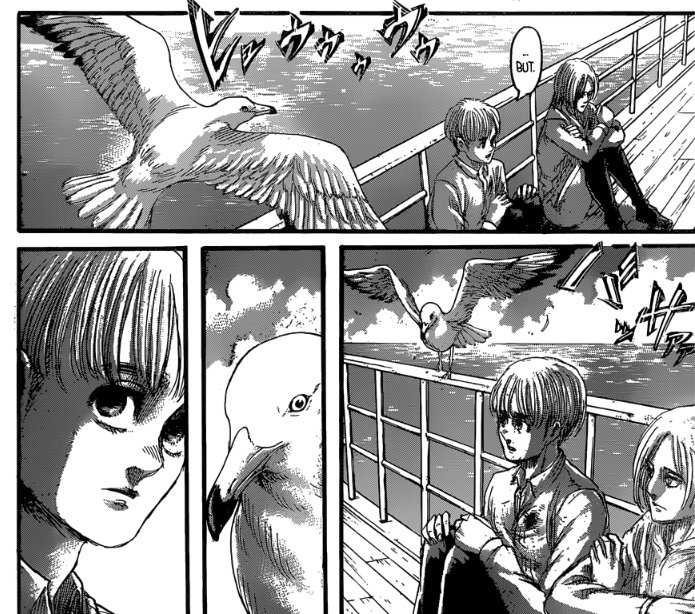 Also in chapter 131... I'm the only one who thinks Eren's eyes look like Bran's when this one uses his ability to enter the minds of animals and perceive the world through their senses ? #aot131spoilers