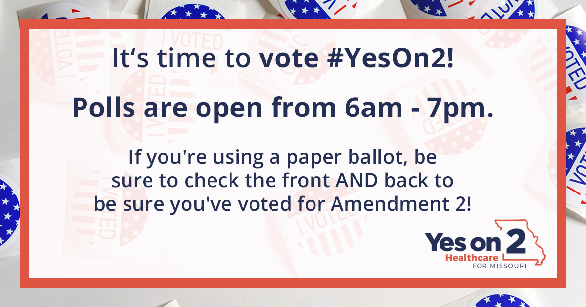 There is still time! Mask up😷 and go vote #YesOn2 🗳️ Make your voice heard, Missouri!