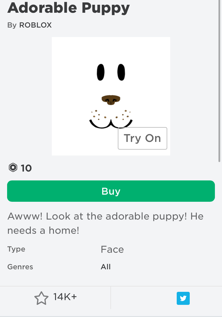 Rtc On Twitter News Updates The Puppy Face Glitch Isn T Working Anymore Now Instead Of A Blank Face You Are Just A Puppy Previously The Adorable Puppy Face Would Make Players Faces - old face roblox