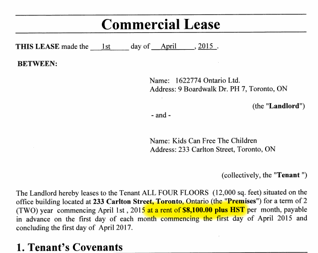 2. Here is a commercial lease for that building, which has been leaked to me.