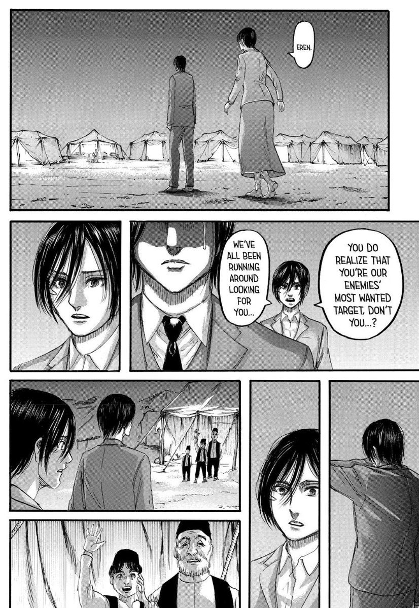 His character development makes him more realistic and honestly more human. The consequences of his future actions HAUNT him and has left a deep mental wound on eren. The ruthlessly pragmatic character he has become will really decide the fate of the entire world. 3/6