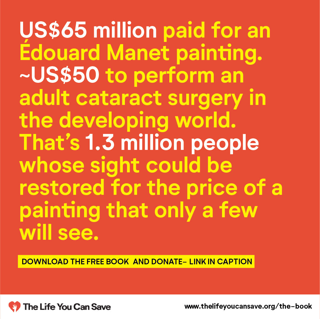 LifeYouCanSave's tweet photo. For the sum paid for Édouard Manet painting, 'Spring', 1.3 million people who can’t see anything at all could've had their sight restored. Read. Think. Donate. You could change a life. To make a donation and/or download the  book, visit https://t.co/A1h4RJcSAz https://t.co/X4nUO9kQmF
