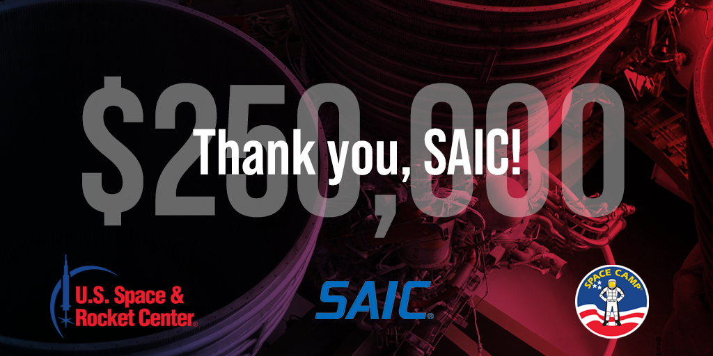 SpaceCampUSA's tweet photo. Thank you to @SAICinc for investing in the next generation of astronauts, scientists and engineers. 

Your contribution to help #SaveSpaceCamp will help inspire students everywhere to discover, learn and explore. https://t.co/mInAlVj1nX