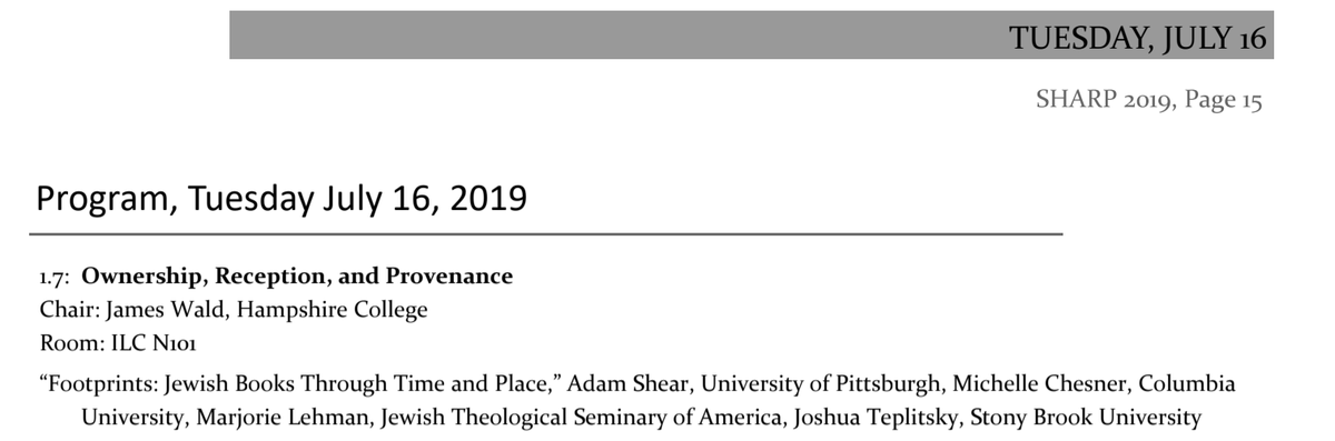 CitizenWald's tweet image. Very pleased to note that prize-winner @jteplitsky is, along w @hchesner, Marjorie Lehman, &amp;amp; @adam_shear,  part of the @Footprints_Heb team (footprints.ctl.columbia.edu), which presented its research at the #SHARP19 @SHARPorg conference in Amherst last summer

sharp2019.com/program/overvi…