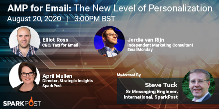 SparkPost's tweet photo. Join us for a virtual panel featuring leaders from across the #email industry where they'll discuss the challenges and opportunities around implementing #AMPforEmail https://t.co/GeNv8lvx3m #emailgeeks https://t.co/H0FDQ4m2fJ