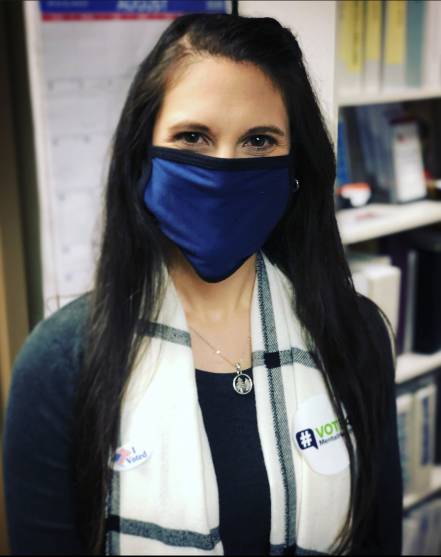 Gena Terlizzi, Executive Director at <a href="/NAMIMissouri/">NAMI Missouri</a>, voted #YesOn2 today! You have until polls close at 7pm. Get out there, #MaskUp and #VoteLikeYourLifeDependsOnIt 
RT or comment with your #iVoted pics! We want to see those stickers!