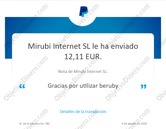 Objetivo_Dinero's tweet photo. Pago de #Beruby recibido hoy con tan solo 1 día de espera. Excelente sitio de #cashback para #ganardinero por compras online y por otras acciones
+Info: https://t.co/becqqdJh8C https://t.co/kW8usZcxYb