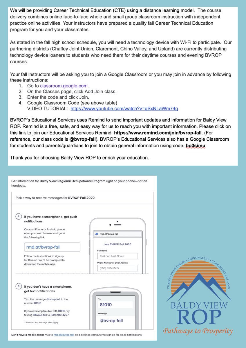 DrBomentre's tweet image. Welcome back students enrolled @BaldyViewROP to the 2020-2021 school year!  We will be temporarily starting with a distance learning instructional model.