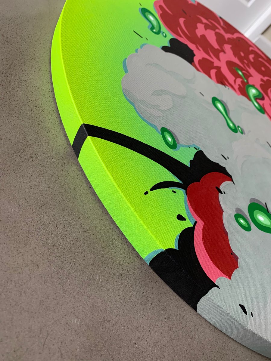noverNYC's tweet photo. For my site 24 “tondo canvas all acrylic paint 2020 title:  loom 

#nover #novernyc #explosion #art #canvas #tondo #abstract #colors https://t.co/NYlu9imjKk