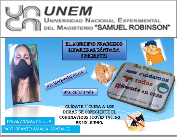 UNEM Aragua Municipio FLA El Covid-19, No es un Juego, la Prevención es la Clave. Cuidate y nos cuidamos Todos. #ConConcienciaLuchemosXLaVida. @UNEMAtenci1 @estudianteunem <a href="/leoalvacabrera/">Prof. Leonardo Alvarado</a> <a href="/RMarcoTorres/">Rodolfo Marco Torres</a> @psuvaristobulo