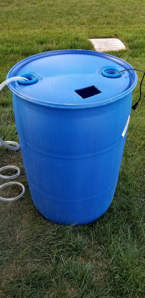 gm8585's tweet image. Solved a problem today.
Ejector pump runs a lot and because a complete moron graded our yard, it floods the property line enough that our neighbors got a bridge for the kids. Bought a 55 gal drum and an aquarium pump and dug a big ass hole (26&quot; x 36&quot;). #HomeEngineering