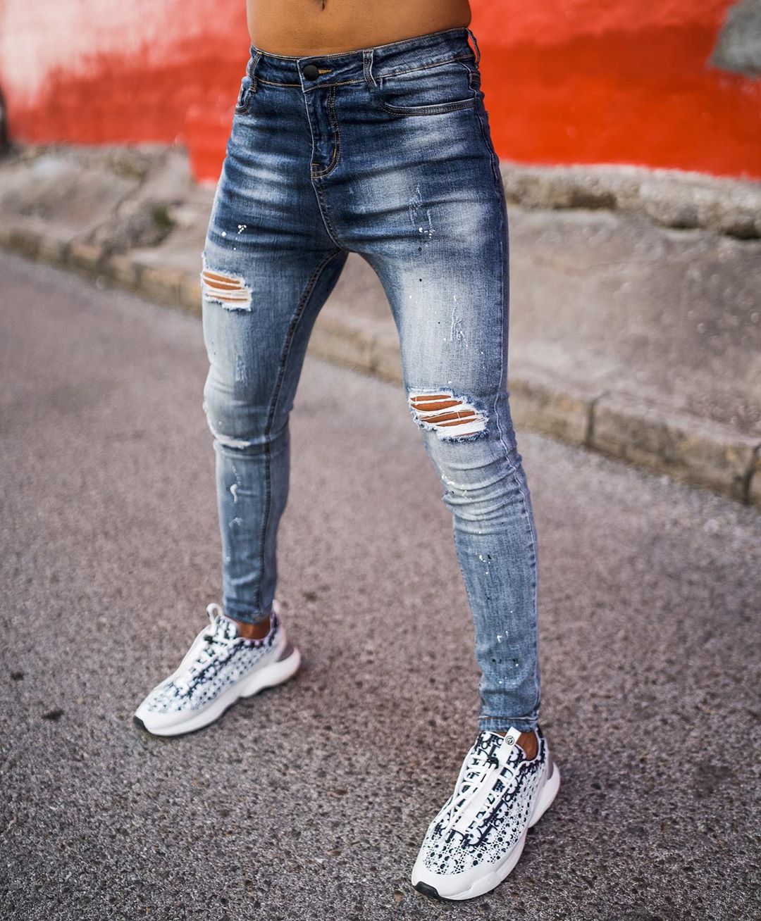 GINGTTO Mens Skinny Stretch Jeans Ripped Distressed Slim Fit Biker Denim Pants GINGTTO Mens Skinny Stretch Jeans Ripped Distressed Slim Fit Biker Denim Pants