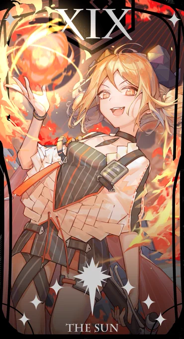 #明日方舟 是塔罗牌系列1
【I】The Magician ​​​​,阿米娅
【II】The High Priestess,初雪
【XIX】The Sun,伊芙利特 