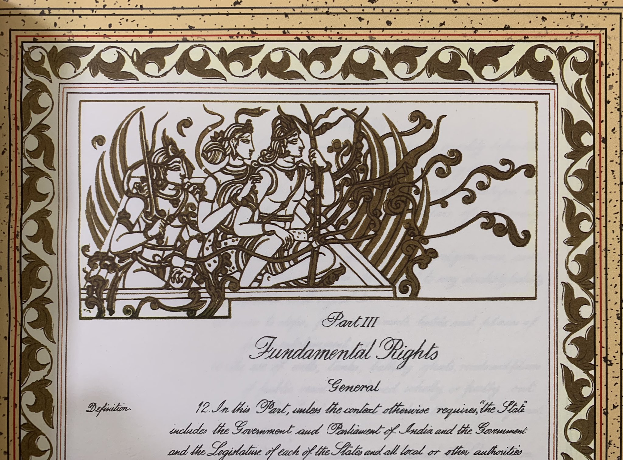 Here's Lord Ram's photo from original copy of Constitution