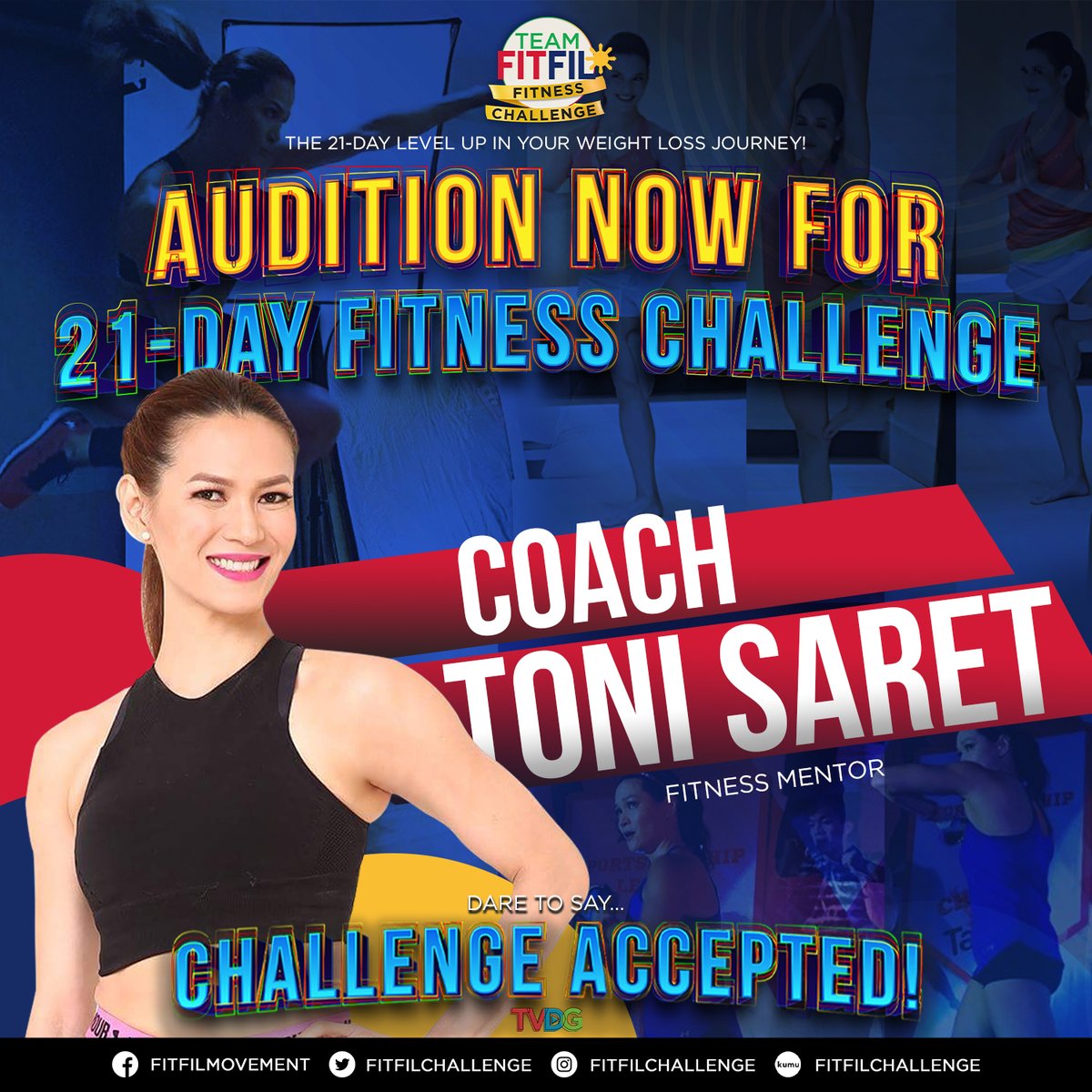 Hindi ka nag-iisa sa iyong weight loss journey, Team FitFil! Coach Toni is here for you sa 21-Day Fitness Challenge! Audition na bit.ly/FITFILAUDS! #TeamFitFil