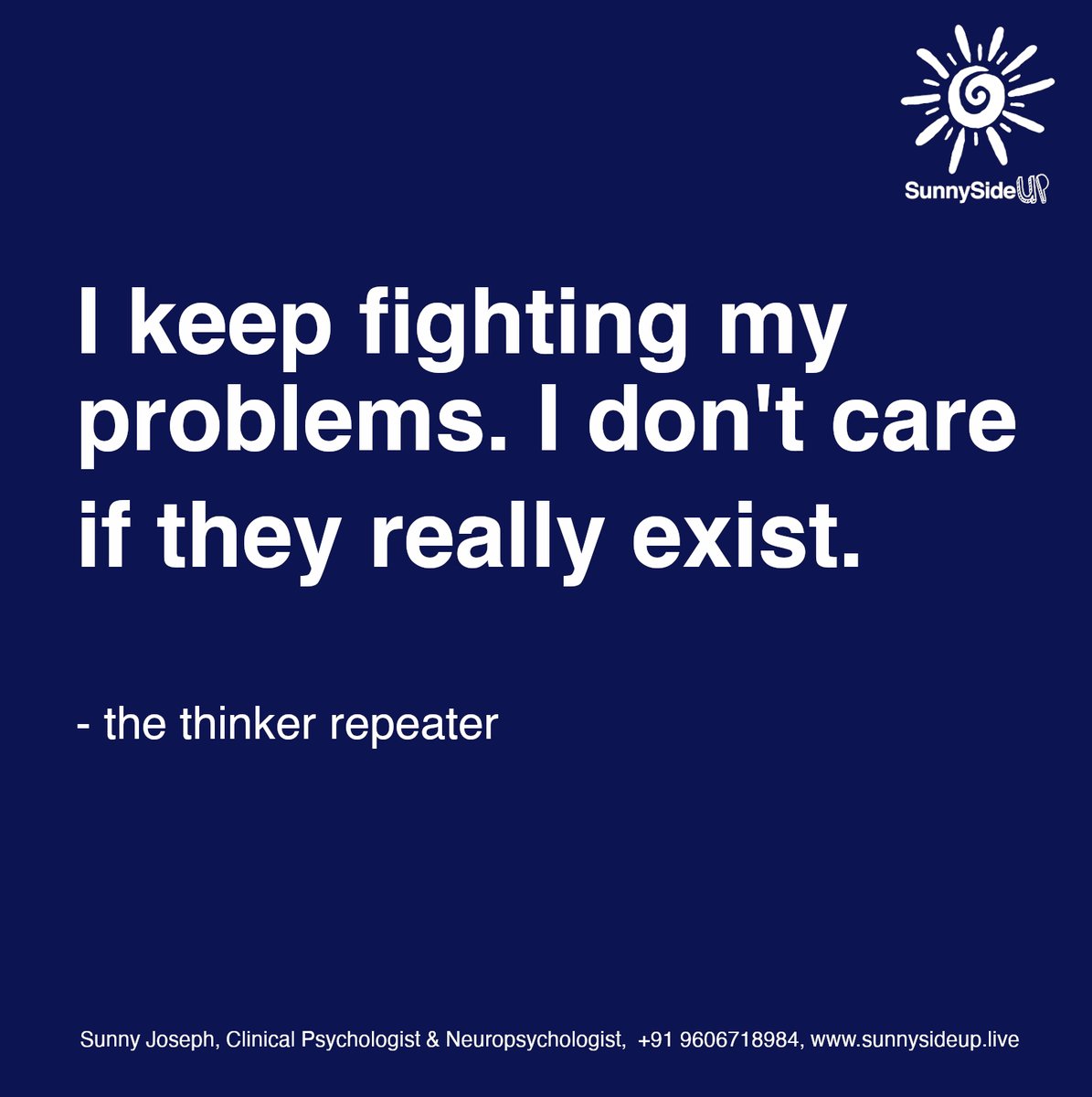 sanjoe01's tweet image. #imaginaryproblems #MentalHealth #anxietyawareness #negativethinking #Psychology #therapy #tension #Psychologist #Sunnysideup #ProfessionalHelp