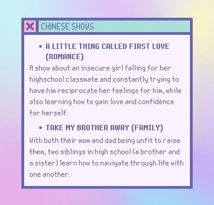  Filipino shows: Make It With YouChinese shows: A Little Thing Called First Love / Take My Brother AwayKorean shows: K2 / It’s Okay To Not Be Okay (2/3)  #makeitwithyou  #ALittleThingCalledFirstLove  #takemybrotheraway  #K2  #ItsOkayToNotBeOkay