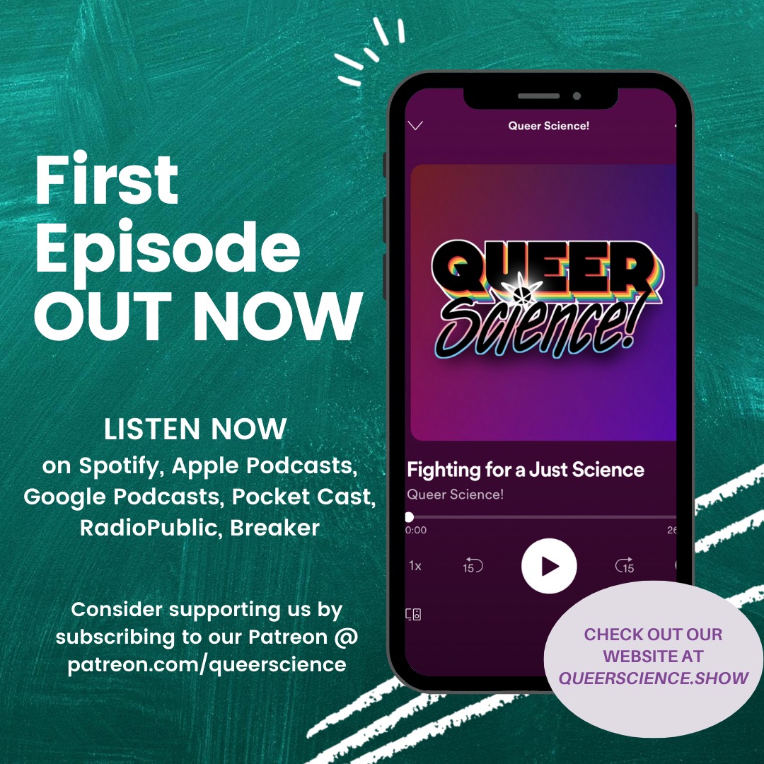 queer_science's tweet photo. The Queer Science! podcast is live NOW on 5+ streaming platforms! You can listen to our first podcast, "Fighting for a Just Science" featuring Dr. Jamila Simpson on:
Spotify:https://t.co/HmIfFaSWuc
Apple Podcasts:
https://t.co/gl3nYeZK46
and our website https://t.co/bF3DtPQxc7! https://t.co/1ynlfLQ74l