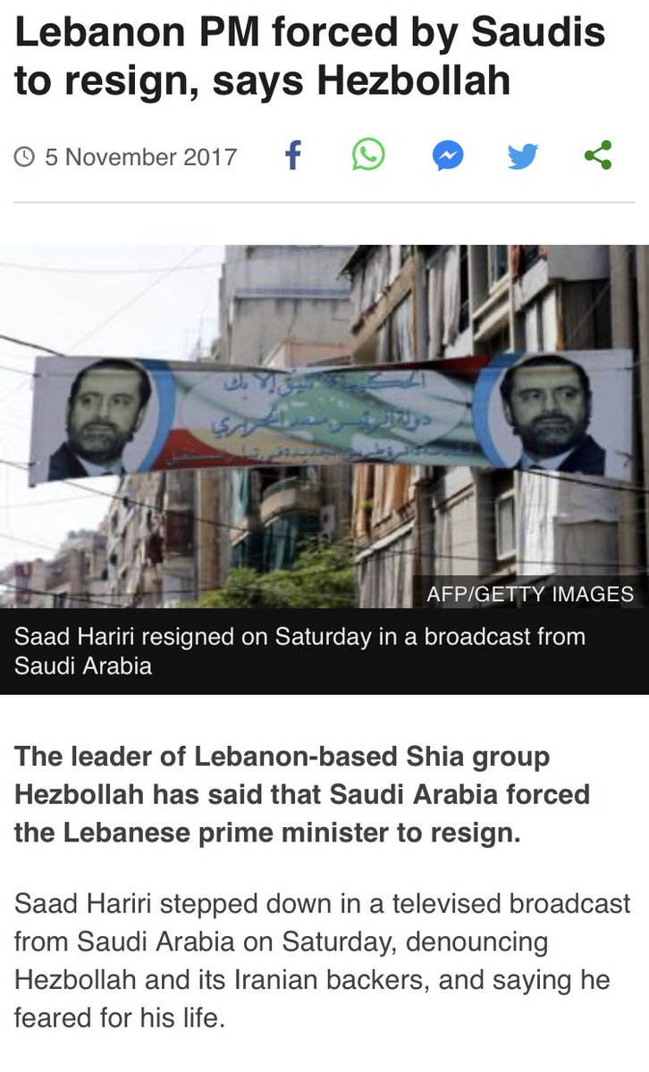 Lebanon recently defaulted on its debts in MarchAccording to Hezbollah, which is now a major backer of the Lebanese government, Saudi pressure forced the previous PM to resignLebanese workers in the Gulf make up 1/5 of its GDP