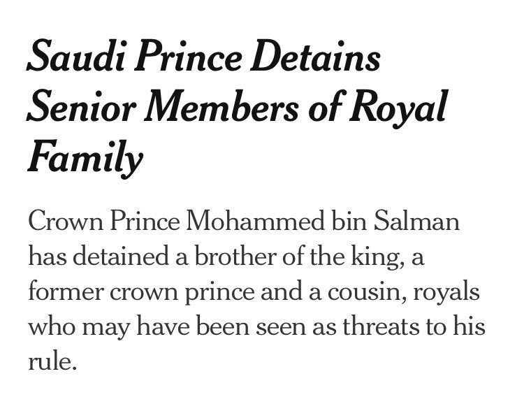The ruler of Saudi Arabia is Mohammed bin Salman, who came to power after he purged the government of several members of the royal family, including longtime Clinton ally Prince Al Waleed bin Talalhe continues to detain anyone he sees as a threat to his power