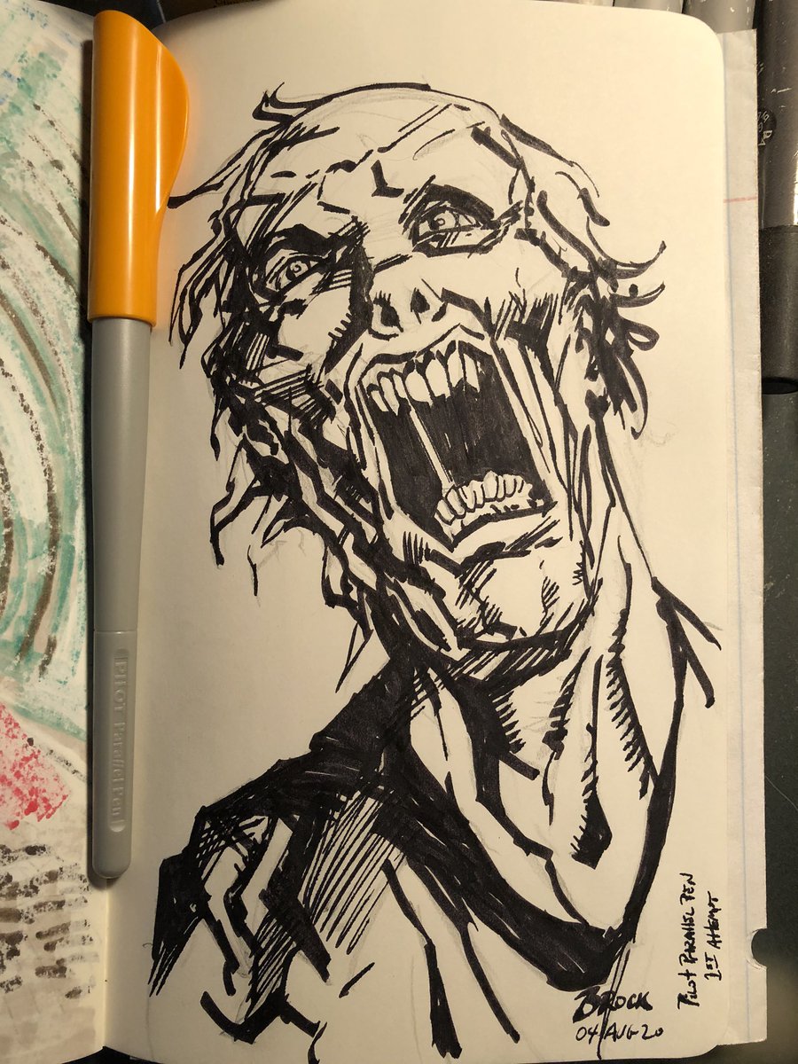 Picked up a new pen today.  1st quick 10 min sketch.  Gonna take some getting used to.

#pilotparallelpen #zombie #art #draw #drawing #sketch #sketchbook