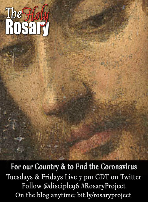 +JMJ+ Greetings and welcome to tonight’s Live Twitter Rosary Thread! We’re praying for an end to the  #Coronavirus crisis & for the healing of our country, too.“Behold! I make all things new!” — Rev 21:5 #CatholicTwitter  #RosaryProject