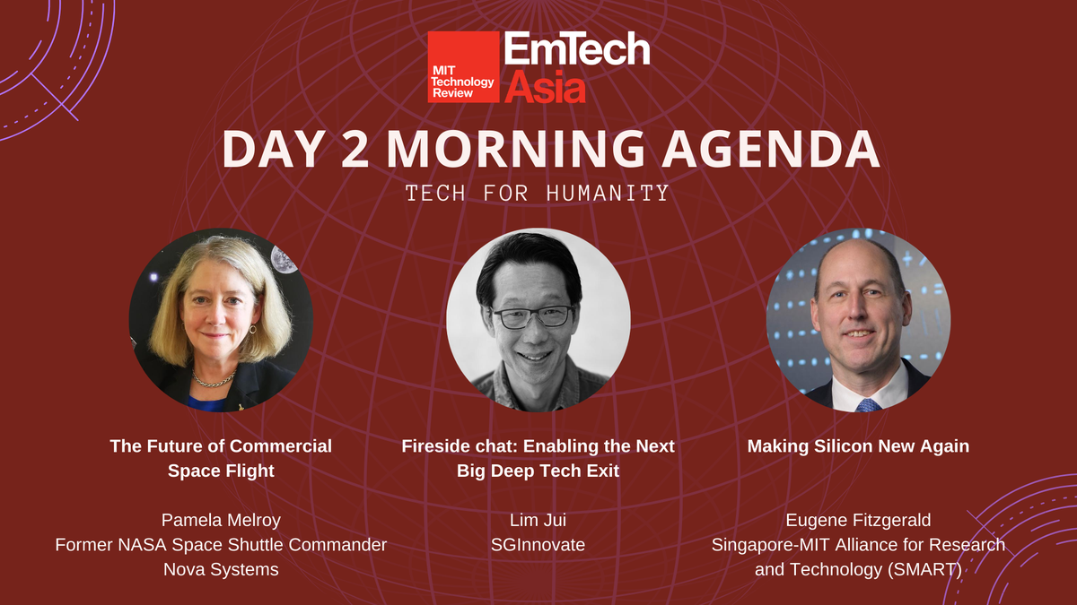 EmTechAsia's tweet photo. This morning's sessions are all about Tech for Humanity. From #space pursuits, to #healthcare, and #computing, explore the advancements and solutions to secure our energy and food supplies while preserving the only planet for survival 🌎 @NASA @CFS_energy @MiniwizNews @SGInnovate https://t.co/rJuk4WPePZ