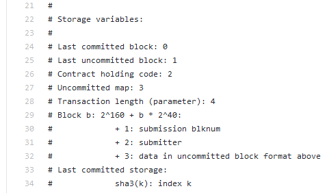 Next up, how the contract’s storage (i.e. Ethereum state) is mapped. Wait, why is “data in uncommitted block format above” part of the Ethereum *state*? Does that mean that shadow chain blocks are stored in *state*, not just calldata?