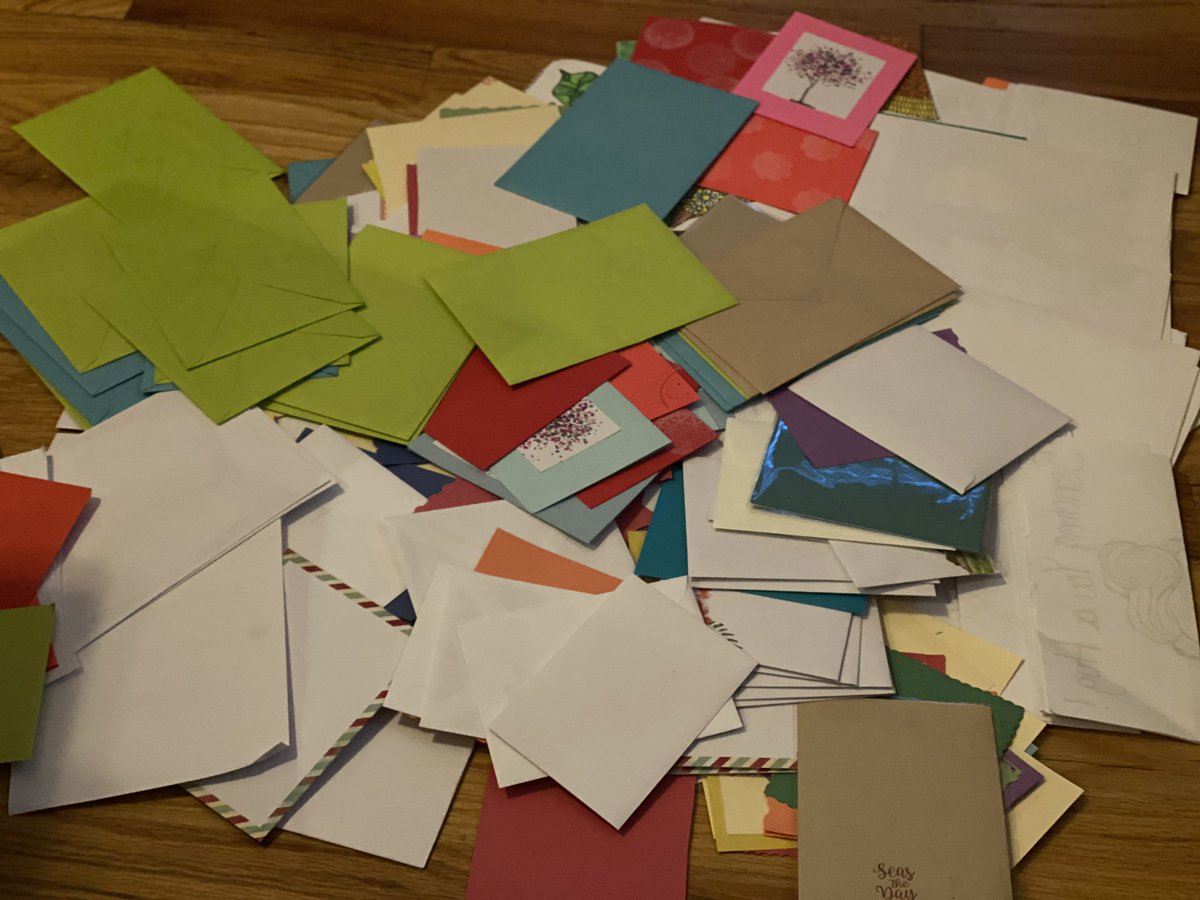 AnyeaGibson's tweet photo. I’m so thankful for everyone who helped me with my IMPACT Project this month. I didn’t reach my goal of 500 cards, but I came close. I can’t wait to deliver these tomorrow. I know the residents at these facilities will love them. #impactproject #hpstoy #letsmakeadifference https://t.co/eZSwYNwOsD