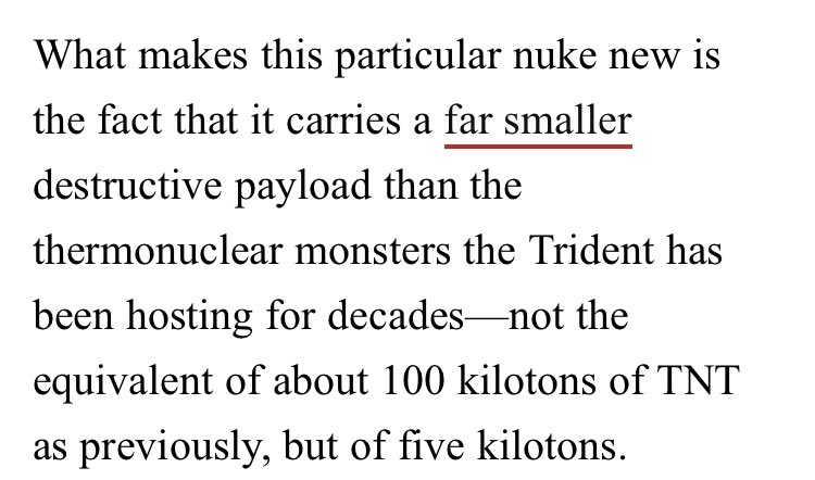 last year, the us introduced the “nuclear weapon you can use,” the W76-2, a 5kT warhead that can be fired from 7500 miles away https://www.thenation.com/article/archive/mini-nukes-nuclear-weapons-trump-war/