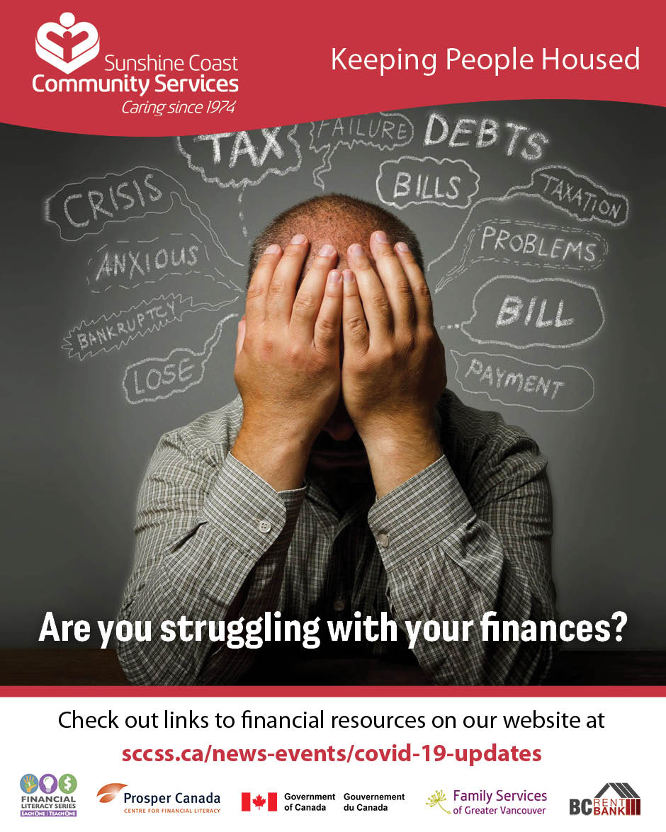 SCCommunityServ's tweet photo. Are you struggling with your finances at the moment? Our website has a list of resources and links for financial literacy and support. Visit https://t.co/kDxysQy9hW for links and more. #financialrelief #keepingpeoplehoused #sunshinecoastbc https://t.co/6O1WkMV047