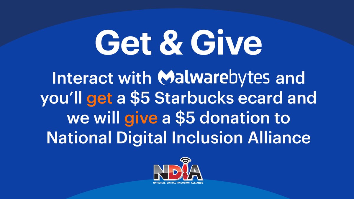 Malwarebytes's tweet photo. Be sure to virtually stop by our booth at #BlackHat for our Get &amp; Give promotion this week. Interact with us for a $5 ecard and we'll donate another $5 to charity! #MWBEvents #BHUSA https://t.co/CfOt8zZbI1