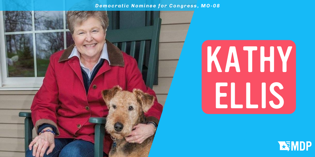 MoDemParty's tweet photo. Congratulations to @KathyEllis, the official Democratic nominee for MO-08! https://t.co/lNQeitwsaz