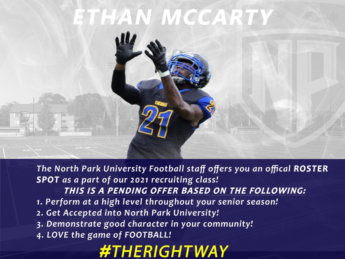 Ethan_McCarty6's tweet photo. Blessed to receive an offer from North Park University! Great talking to Coach Todd! @CoachBigPete @lemminginsider @PrepRedzoneIL @TheCountyPulse @CoachGrantFB @BBCHSFootball @BBCHSAPT @NPUFootball @Todd_Taylor28 https://t.co/yTuLxt82Xy