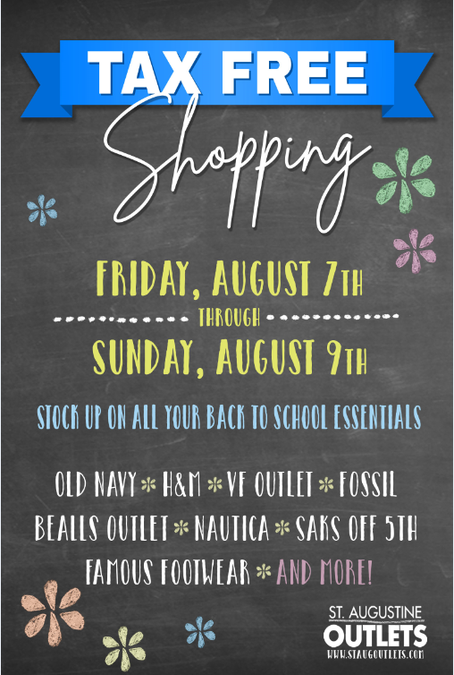 StAugOutlets's tweet image. Who is ready for Tax Free Shopping?! Stop by St. Augustine Outlets and take advantage of the great deals this weekend!
