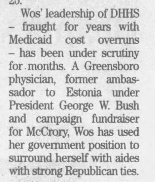 DeJoy's wife appears to have entered into sketchy contracts with companies during her time with North Carolina's HHS. Her time there was "fraught ... cost overruns." CLIPPED FROMRocky Mount TelegramRocky Mount, North Carolina07 Sep 2013, Sat • Page 6 /5