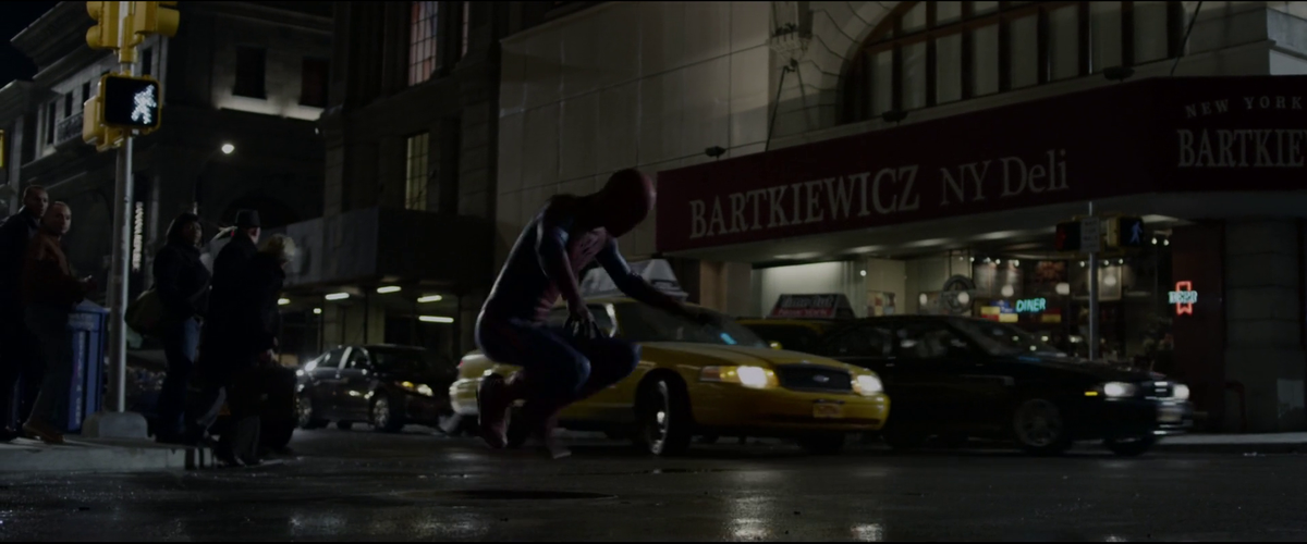 Spider-Man going home after hanging out with the Teenage Mutant Ninja Turtles.
