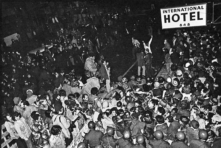 43 years ago today, police evicted mostly older Filipino & Chinese elders from the I-Hotel in San Francisco's historic Manilatown to make room for a parking garage....But not before an amazing coalition of labor orgs, community groups, Black and brown folks tried to fight it.