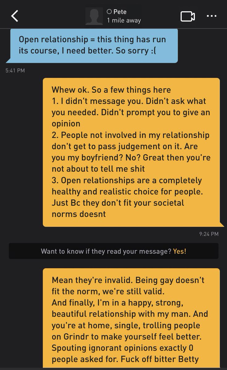 Pete picked the wrong day to parachute into my messages to try and push stupid societal norms on me and my man. I’m in the mood to fight.