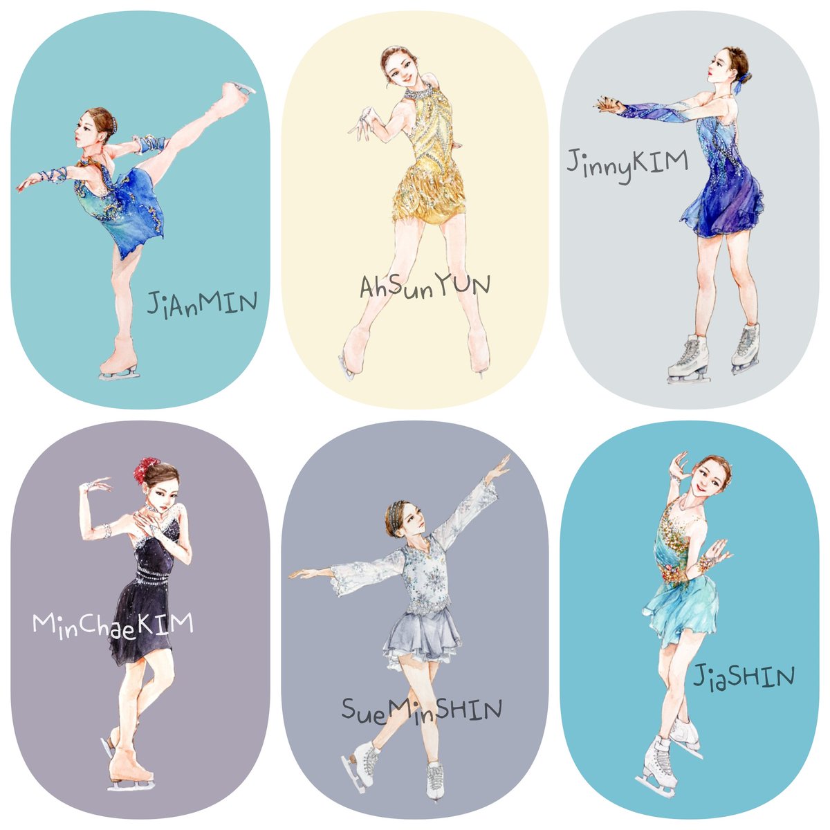 팀코리아 노비스&amp;주니어 수채화  _6명의 선수들 드디어 다 그렸어요•̀ᴗ•̀  
#피겨 #figureskating #수채화 #watercolor

그림은 블로그에 올렸습니다 :)
yunanimous.tistory.com/12