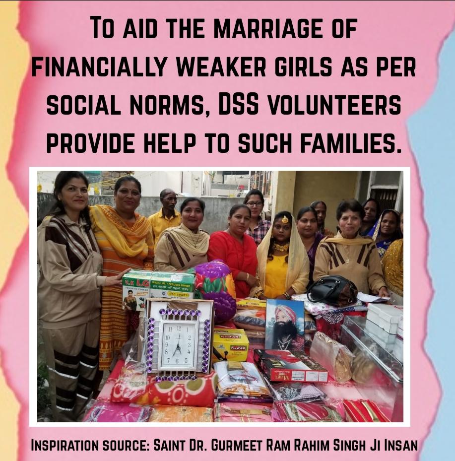 InsaSaransh's tweet photo. With the #TrueBlessings of St. Dr. @Gurmeetramrahim Ji
A unique welfare work started by @derasachasauda with the aim to help the destitute families in their girls marriage by providing necessary itmes.... https://t.co/nZTg0y7UUB