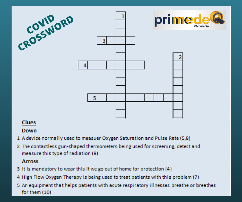 How well do you know the #medicalequipment used to fight &amp; protect against #COVID19? Check-out with this simple #CrosswordPuzzle #primedeq