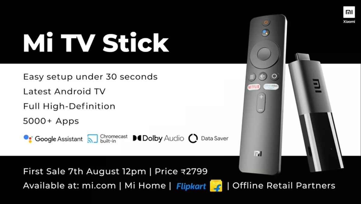 Mrtechauditor's tweet photo. #MiTVStick announced in India
₹2,799 ($38)
Sale: 7th August

I was expecting it to be priced ₹3k, but @XiaomiIndia exceeded my expectations, a really great option for those looking to turn their TV Smart

#Xiaomi #Redmi #SmartTVStick #Tech #TechNews #Technology #TechnologyNews https://t.co/Is2Lg0ee1x
