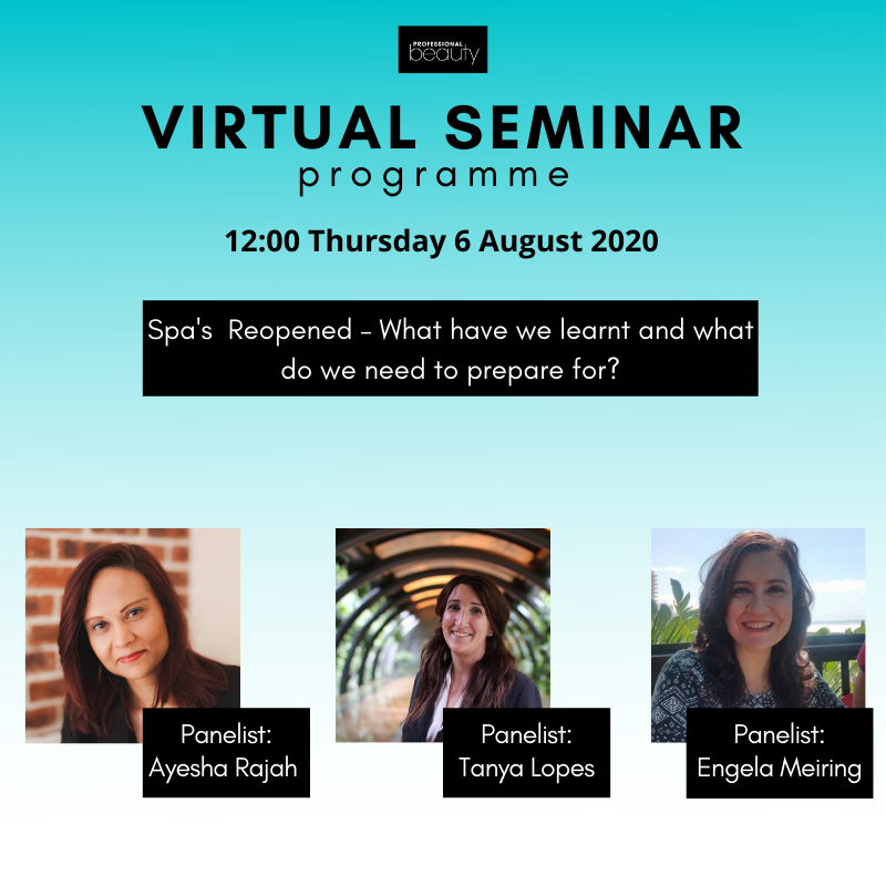 The spotlight is on Spa's this week in our PB Virtual Seminar discussing, 'Spa’s Reopened – What have we learnt and what do we need to prepare for?'

Join us with at 12.00 pm on Thursday 6th of August by registering with the link:probeauty.co.za/virtual-semina…