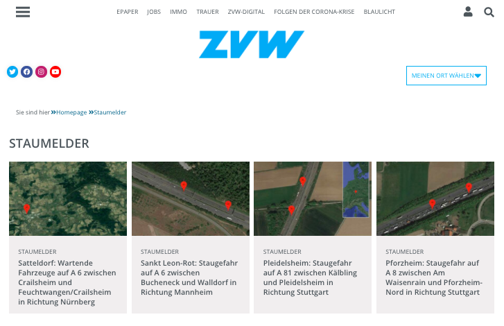 Great to come back after vacations and see another successful <a href="/robots_united/">United Robots</a> launch. This time the fast, smart, andaccurate German traffic robot by which Zeitungsverlag Waiblingen create effective monetization in advertising.  
zvw.de/staumelder/