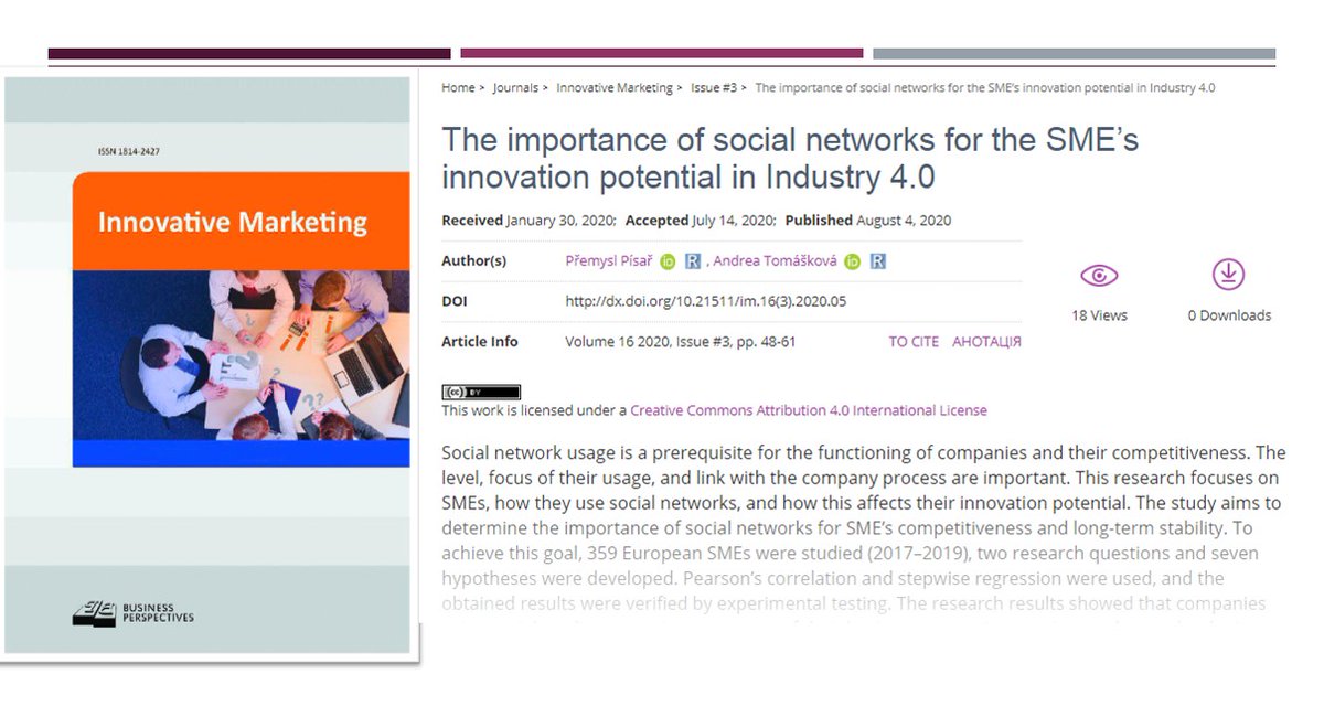 IM_journal_BP's tweet photo. 🔗 https://t.co/bXPDRbpKSK
📰 The importance of social networks for the SME’s innovation potential in Industry 4.0
👤 Přemysl Písař, Andrea Tomášková
#communication, #competitiveness, #controlling, #EU, #innovationplan, #longtermstability, #performance, #ROE, #strategicplan https://t.co/amRfj45zP4